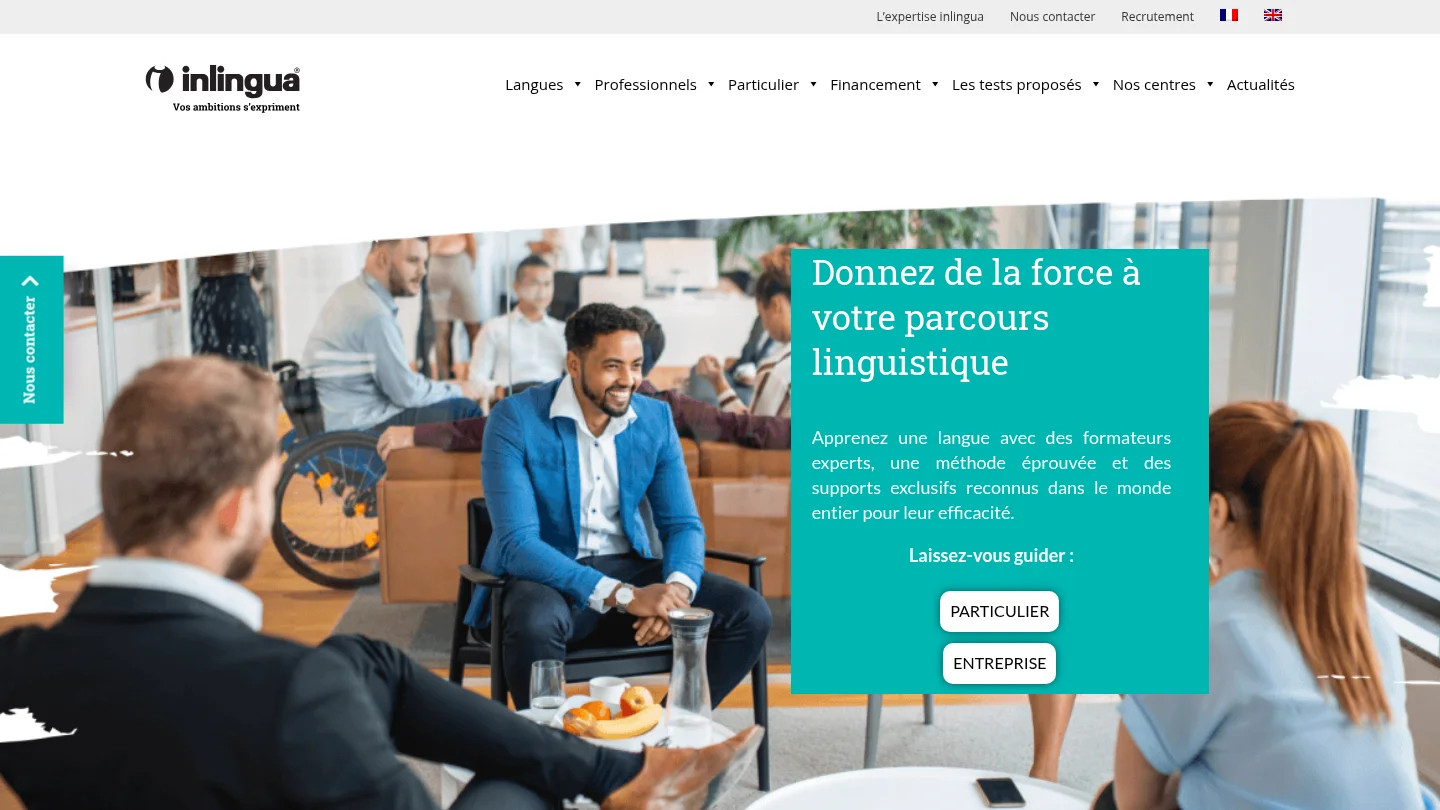 Capture de la page d’accueil de Inlingua