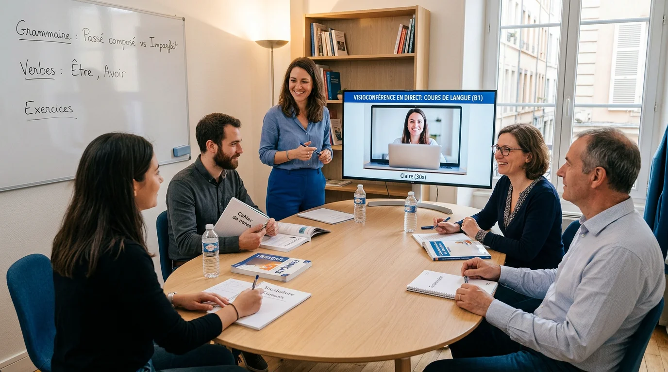 Adultes en formation de français en présentiel et en visioconférence