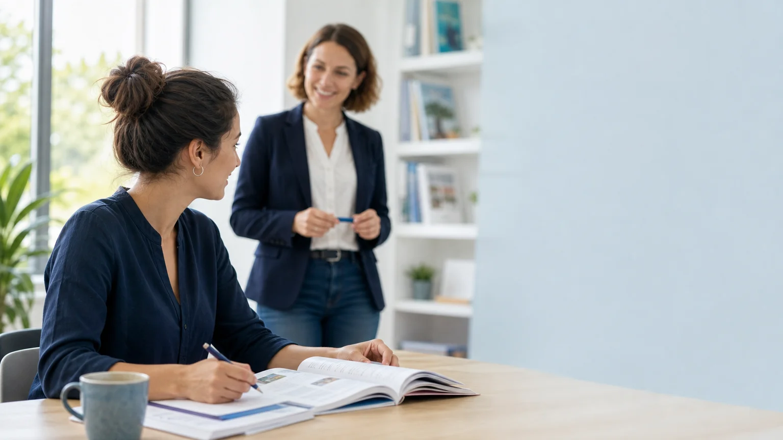 Apprenante adulte préparant une formation de français niveau B1